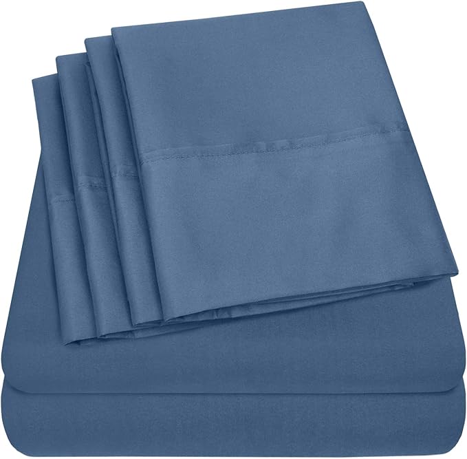 Twin XL Size Bed Sheets - 4 Piece 1500 Supreme Collection Fine Brushed Microfiber Deep Pocket Twin X-Large Sheet Set Bedding - 1 EXTRA PILLOW CASES, GREAT VALUE, Twin XL, Denim