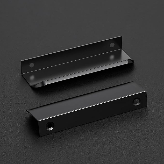 Ravinte Hardware 10 Pack Black Cabinet Handles, 4.75 Inch (120mm) Finger Edge Pulls, 3.75 Inch Hole Center, Finger Pulls for Cabinets