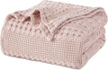 PHF 100% Cotton Waffle Weave Blanket Twin Size for Bed, Soft Lightweight & Breathable, All-Season Comfort, Luxury Aesthetic Woven Bedding for Home Decor, 66"x90", Pink/Mauve