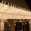 Kringle Traditions 8.5 ft 150 Clear Icicle Lights - White Wire, Indoor/Outdoor Christmas Icicle Lights