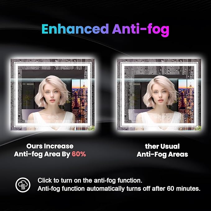 LED Mirror for Bathroom, 55"X30" with 8 RGB Backlit +3 Front Lit (Adjustable Individually), Anti-Fog, Large Lighted Bathroom Vanity Mirror for Wall,Shatterproof,Memory Function,Tempered Glass