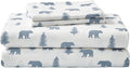Eddie Bauer - Flannel Sheets Twin Size, Anti-Pilling & Wrinkle Resistant Cotton, Touchably Soft for All-Season Comfort - Bed Sheets with Matching Pillowcase & Fitted Sheet (Bears and Trees Blue)