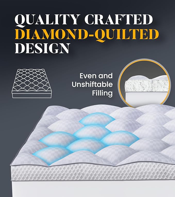 3 Inch Ultra-Fluffy Memory Foam Mattress Topper Full for Back Pain, Extra Soft Pillow Top Full Mattress Topper with 4X Support, Mattress Pad with Breathable Air Mesh Sides, 6-21'' Deep Pocket