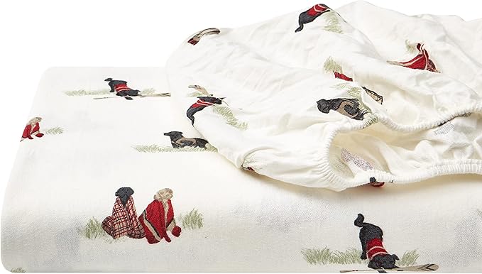 Eddie Bauer - Flannel Sheets Full Size, Anti-Pilling & Wrinkle Resistant Cotton, Touchably Soft for All-Season Comfort - Bed Sheets with Matching Pillowcases & Fitted Sheet (Retriever Friends)