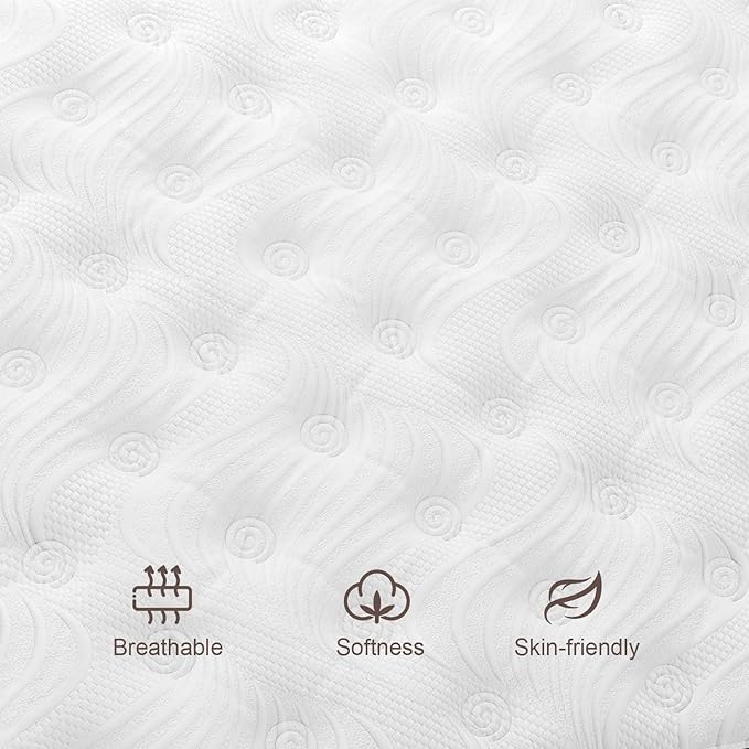 Queen Mattress, 10 Inch Hybrid Mattresses Eurotop with Gel Memory Foam,Motion Isolation Individually Wrapped Pocket Coils Breathable Comfort Soft Pressure Relief