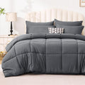 Love's cabin Twin Comforter Set Soot Grey, 5 Pieces Twin Bed in a Bag, All Season Bedding Sets with 1 Comforter, 1 Flat Sheet, 1 Fitted Sheet, 1 Pillowcase and 1 Pillow Sham