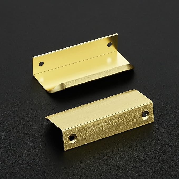 Ravinte Hardware 20 Pack Gold Cabinet Handles, 3.15 Inch (80mm) Finger Edge Pulls, 2-1/2 Inch Hole Center, Finger Pulls for Cabinets
