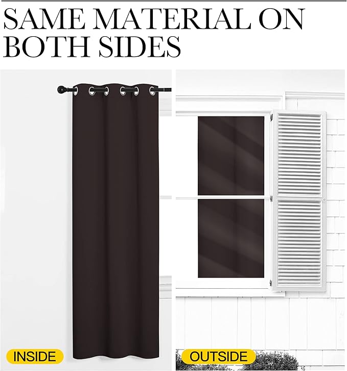 NICETOWN Blackout Thick Window Curtains - Thermal Insulated Grommet Drape Panels for Bedroom and Living Room (Brown, Set of 2, W42 x L95)