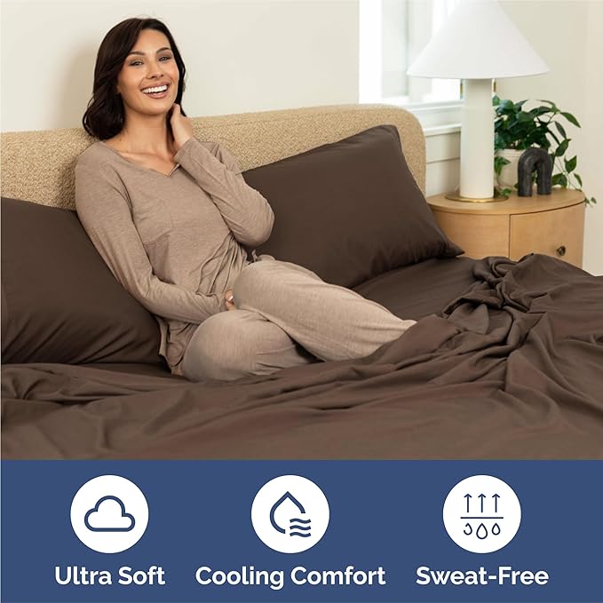 Cal King 6 Piece Sheet Set - Comfy Breathable & Cooling - Ultra-Soft Hotel Luxury Bedding Set with 8-16 Inch Deep Pockets - 1 Flat & 1 Fitted Sheet & 4 Pillowcases - Wrinkle Free & Easy Care - Brown