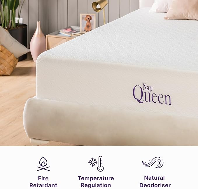 NapQueen Queen Mattress, 8 Inch Elizabeth Cooling Gel Memory Foam Mattress, Queen Bed Mattress in a Box, CertiPUR-US Certified, Medium Firm, Breathable Soft Fabric Cover