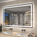 55x36 Large LED Mirror for Bathroom, Lighted Vanity Mirror for Wall, Dimmable, Anti-Fog, Shatter-Proof, ETL Listed (Front Lights + Backlit)