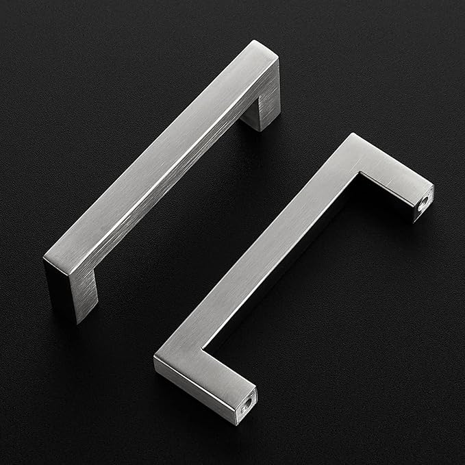 Ravinte 1 Pack Stainless Steel 4 Inch Cabinet Pulls Brushed Nickel Kitchen Cabinet Handles Square Kitchen Hardware for Cabinet Come with Screwdriver
