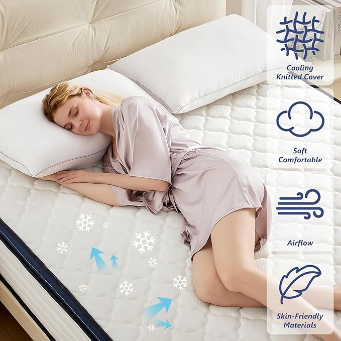 Full Size Mattress 12 Inch Full Mattress - Memory Foam & Pocket Coils Springs, Pressure Relief, Medium Firm Comfort, Motion Isolation, Ideal for All Sleep Positions, CertiPUR-US Certified