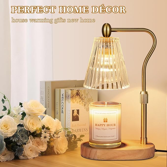 Candle Warmer Lamp, with Timer and Dimmer, Adjustable Height, Christmas Birthday Gifts for Women Mom, House Warming Gifts New Home Decor, Thanksgiving Decorations,Wax Warmer for Scented Jar Candles