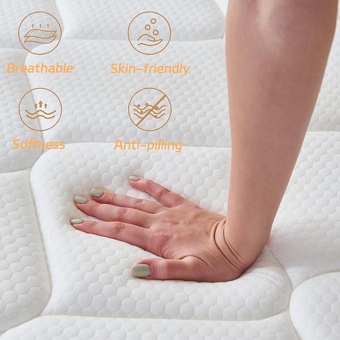 King Size Mattress, 12 Inch King Mattress in a Box, Memory Foam Hybrid Mattresses with Individual Pocket Spring for Motion Isolation & Silent Sleep, Pressure Relief, Medium Firm