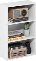 Furinno Basic Book Shelf, 3-Tier Bookshelf, Cube Storage Organizer Bookcase with Open Shelf, 7 x 17 x 26, for Living Room, Bedroom, Home Office, White