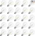 Meconard G40 1.57 Inch Led Replacement Light Bulbs, E12 Screw Base Shatterproof LED Small Globe Light Bulbs for Outdoor String Lights, 1Watt Equvalent to 5 Watt Incandescent Bulbs, Warm White, 25Pack