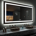 LOAAO 60”X36“ RGB LED Bathroom Mirror with Lights, Large, Anti-Fog, Dimmable Smart Lighted Bathroom Vanity Mirror, Multiple Light Modes, RGB Backlit + Front Light, Memory Function, Tempered Glass