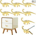 8 Pack Metal Dinosaur Knobs for Kids Furniture - Veggie Dino Theme Gold Finish Drawer Pulls & Cabinet Handles, Scratch-Resistant (Herbivore)