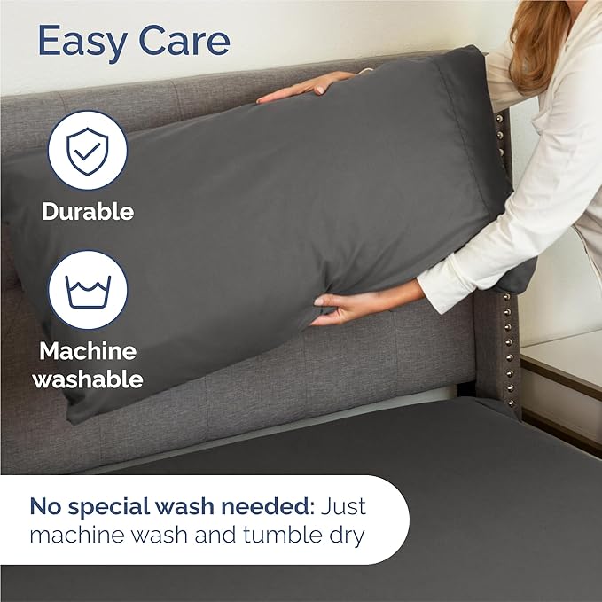 Twin 4 Piece Sheet Set - Comfy Breathable & Cooling - Ultra Soft Hotel Luxury Bedding Set w/ 8-16 Inch Deep Pockets - 1 Flat & 1 Fitted Sheet & 2 Pillowcases - Wrinkle Free and Easy Care - Charcoal