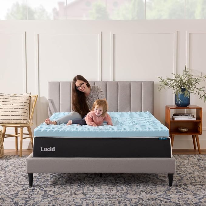 LUCID 3 Inch Gel Memory Foam Mattress Topper, Twin XL size – 5 Zones – Cooling Gel Infusion – CertiPur Certified Foam