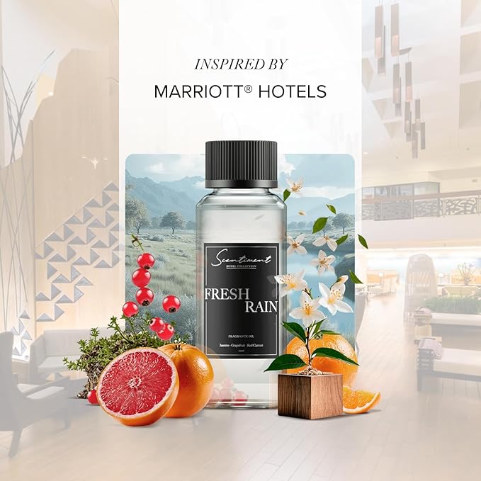 Scentiment Diffuser Oil - Fresh Rain | Aromatherapy Home Fragrance | Inspired by Luxury Five Star Hotels | Luxurious Scent with Notes of Fresh Grapefruit and Crisp Red Currant, (500mL)