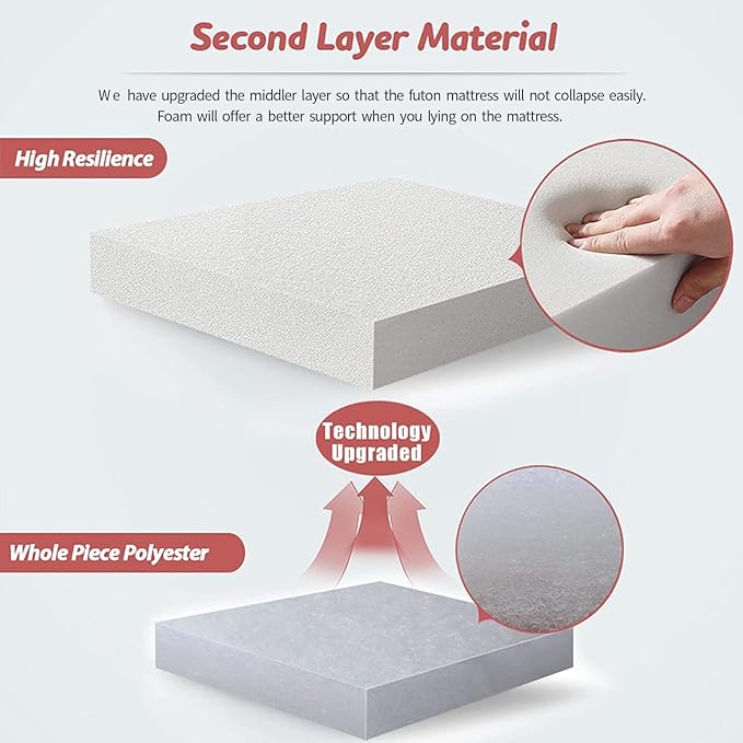MAXYOYO Black Marble Printed Japanese Futon Floor Mattress, Thicken Sleeping Pad Floor Bed Roll Up Camping Guest Mattress Folding Couch Bed, Full Size