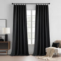 KangBang 100% Blackout Pinch Pleat Linen Curtains 105 Inches Long, Extra Long Pleated Drapes with Hooks, Soft Thick Linen Curtain Panels for Sliding Door Modern Farmhouse,60x105, Black,2 PCs