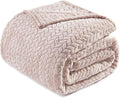 Exclusivo Mezcla Fleece King Size Blanket for Bed, 90x104 Inches Soft Cozy Jacquard Flannel Blankets, Lightweight Fuzzy Plush Warm for Winter, Camel