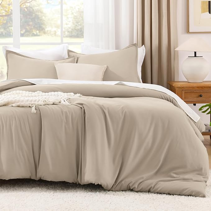 Litanika Khaki Comforter Set Twin/Twin XL Size, 2 Pieces Solid Bedding Comforter Set, All Season Down Alternative Bed Set (66x90In Comforter & 1 Pillowcase)