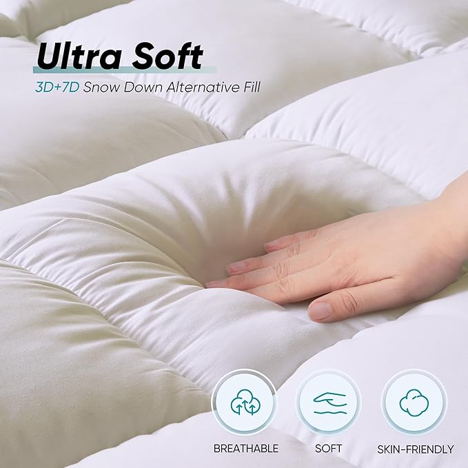 Memory Foam Mattress Topper King Size, Dual Layer 4 Inch Mattress Pad,2 Inch Gel Memory Foam Plus 2 Inch Pillow Top Cover with 8-21 Inch Deep Pocket