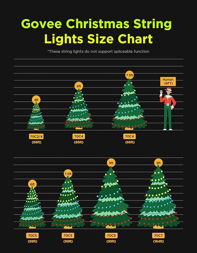 Govee Christmas Lights 2, RGBWIC 164FT 500LEDs String Lights for Holiday Decor, Smart Indoor Outdoor LED Decoration with Shape Mapping Function, 130+ Scene Modes, APP Control, Clear Wire