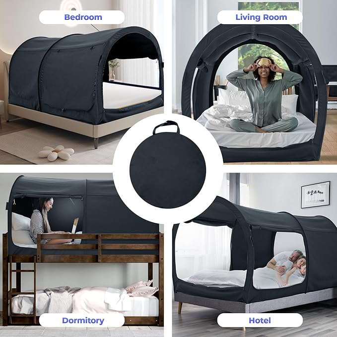Alvantor Bed Tent Queen Blackout Sleeping Tent Bed for Adults Queen Size Beds Canopy Pop Up Indoor Tents Portable Dream Privacy Tents for Beds (Mattress Not Included)