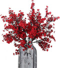 JAKY-Global Babys Breath Fabric Cloth Artificial Flowers 6 Bundle European Fake Silk Plants Decor Wedding Party Decoration Bouquets Real Touch DIY Home Garden(Red)