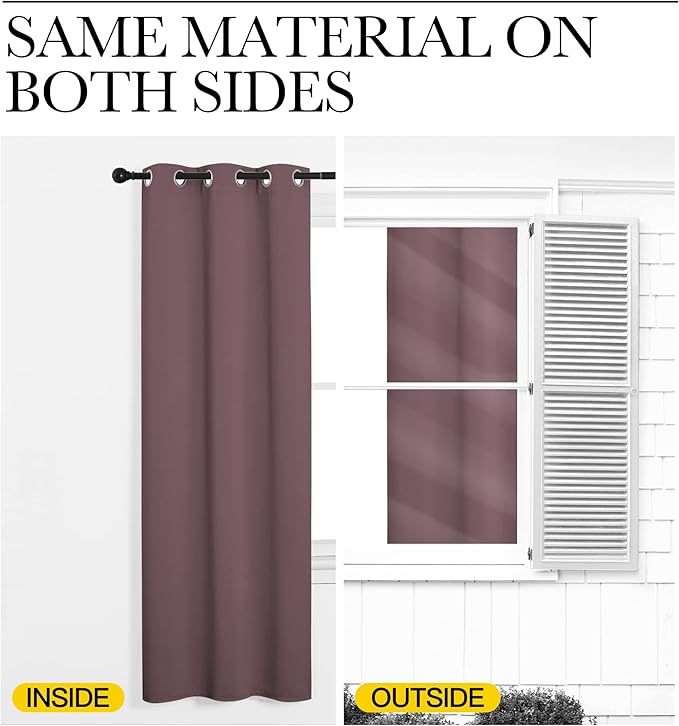 NICETOWN Bedroom Curtain Panels Blackout Draperies, Dry Rose, 1 Pair, 34 by 45-inch, Thermal Insulated Solid Grommet Blackout Curtains/Drapes