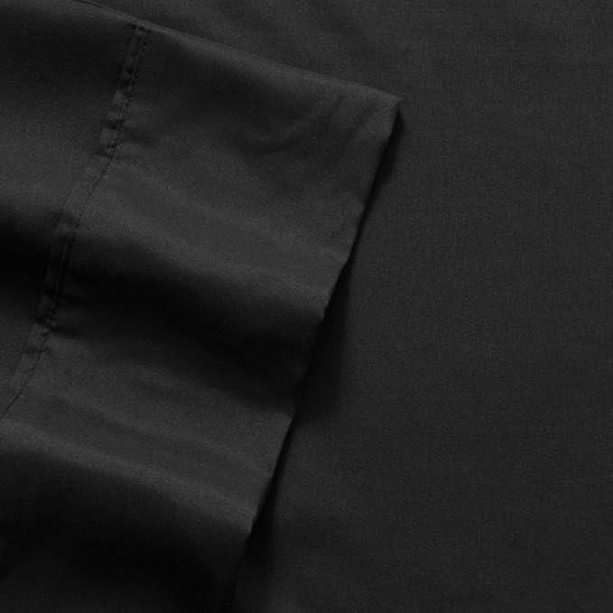 Sweet Home Collection 6 Piece 1500 Supreme Collection Brushed Microfiber Deep Pocket Sheet Set-2 Extra Pillow Cases, Great Value, Split King, Black