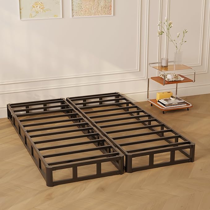 Split California King Box Spring 5 Inch, Easy Assembly Bed Foundation, Heavy Duty Low Profile Metal Box Spring with Fabric Cover, Noise Free