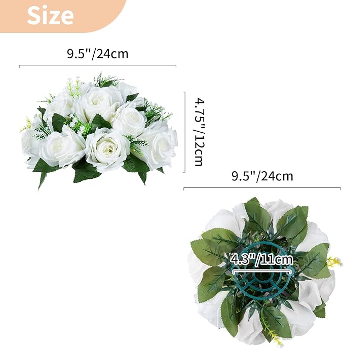 NUPTIO Pcs of 2 Fake Flower Ball Arrangement Bouquet,15 Heads Plastic Roses with Base, Suitable for Our Store's Wedding Centerpiece Flower Rack for Parties Valentine's Day Home Décor