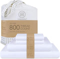 Threadmill Luxury 800 Thread Count King 100% Cotton Sheets - Hotel White Sateen Weave Bed-Sheets, Better Than Egyptian Cotton, 4 Pc Solid Soft Bed Set, Fits 16" Deep Pocket