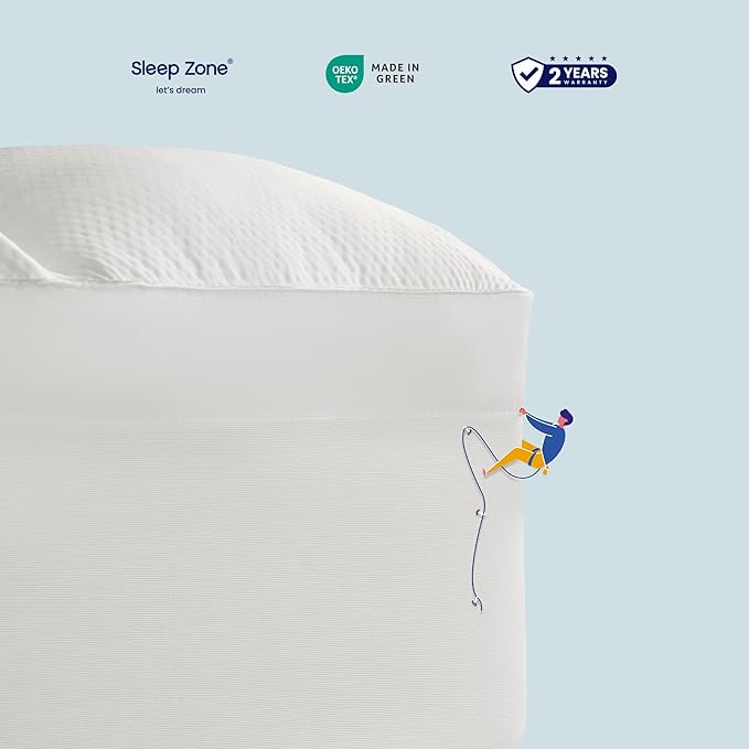 SLEEP ZONE Mattress Topper, Extra Thick Fitted Mattress Pad for Back Pain, Plush and Support Mattress Cover, Deep Pockets Mattress Protector, Hotel Quality (White, California King)