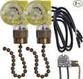 Ceiling Fan Light Switch Zing Ear ZE-109 Two-Wire with Pull Cords,On/Off Control Light Switch for Ceiling Fans, Lamps & Wall Lights – Compatible with Harbor Breeze Replacement Parts, (2-Pack, Bronze)