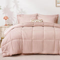 Love's cabin Queen Comforter Set Blush Pink, 7 Pieces Queen Bed in a Bag, All Season Bedding Sets with 1 Comforter, 1 Flat Sheet, 1 Fitted Sheet, 2 Pillowcase and 2 Pillow Sham