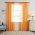 HUTO Orange Sheer Curtains 96 inches Long for Bedroom Top Rod Pocket Sheer Window Panels Curtains for Nursery Living Room 52 by 96 Inch Length Set of 2