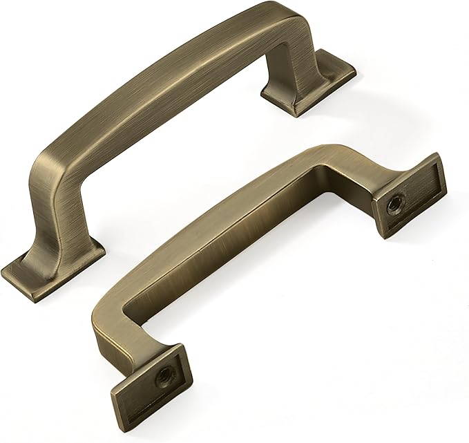 KHTumeWare 2-Pack 5 Inch Cabinet Handles - Brushed Antique Brass Pulls for Drawer & Cupboard