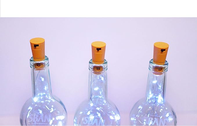 12 Pack 20 LED Wine Bottle Cork Lights, Fairy Mini String Lights Copper Wire, Battery Operated Starry Lights for DIY, Christmas, Halloween, Wedding, Party, Indoor&Outdoor (12 Pack, Multi White)