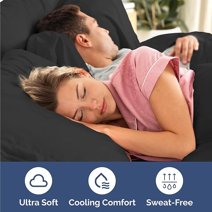 Twin 4 Piece Sheet Set - Comfy Breathable & Cooling - Ultra Soft Hotel Luxury Bedding Set with 8-16 Inch Deep Pockets - 1 Flat & 1 Fitted Sheet & 2 Pillowcases - Cozy, Wrinkle Free & Easy Care - Black