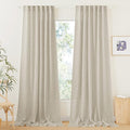 RYB HOME Semi Sheer Curtains - Linen Textured Curtains Light Filtering Privacy Panels for Patio Sliding Glass Door Office Large Window Decor, Angora, 52 inch Width x 108 inch Length, 2 Pcs