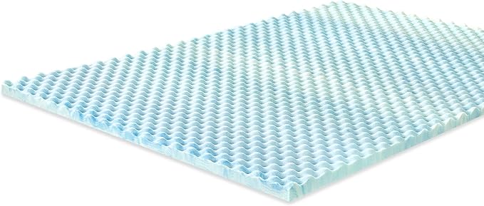 ZINUS 1.5 Inch Swirl Gel Cooling Memory Foam Mattress Topper, Cooling Airflow Design, CertiPUR-US Certified, Full, Light Blue
