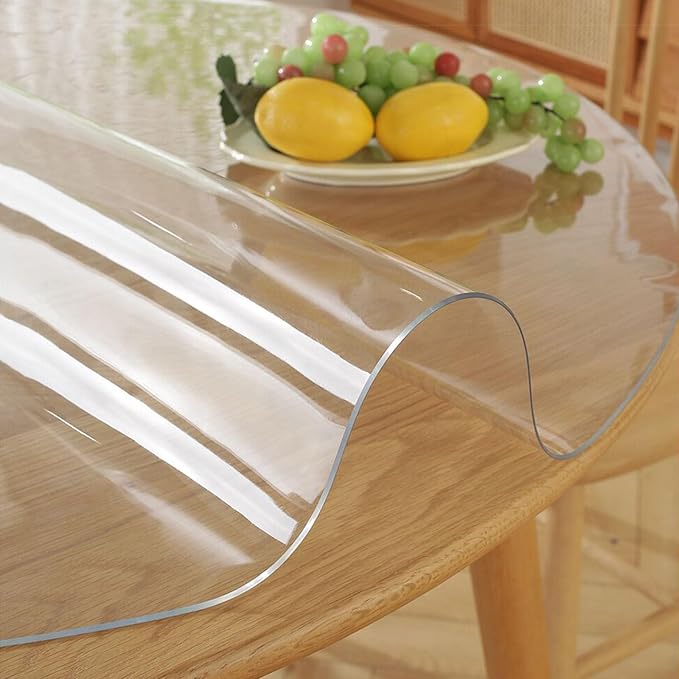 66 Inch Clear Round Table Cover Protector 1.5mm Thick Table Protector for Dining Room Waterproof Plastic PVC Vinyl Tablecloth Cover Circle Tabletop Desk Pad Mat for Furnture Coffee End Bed Side Table