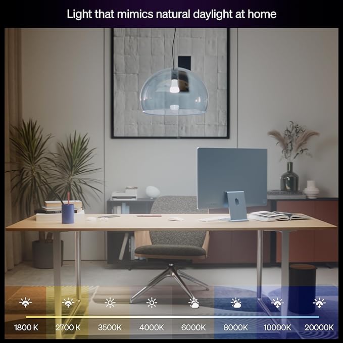 Philips Hue Smart LED A19 Bulb, White & Color Ambiance, E26 Base, 7.2W, Full Spectrum Light 1000K-20000K, 810 Lumens, Dimmable, Works with Alexa, Google,& Apple Home, 3pk